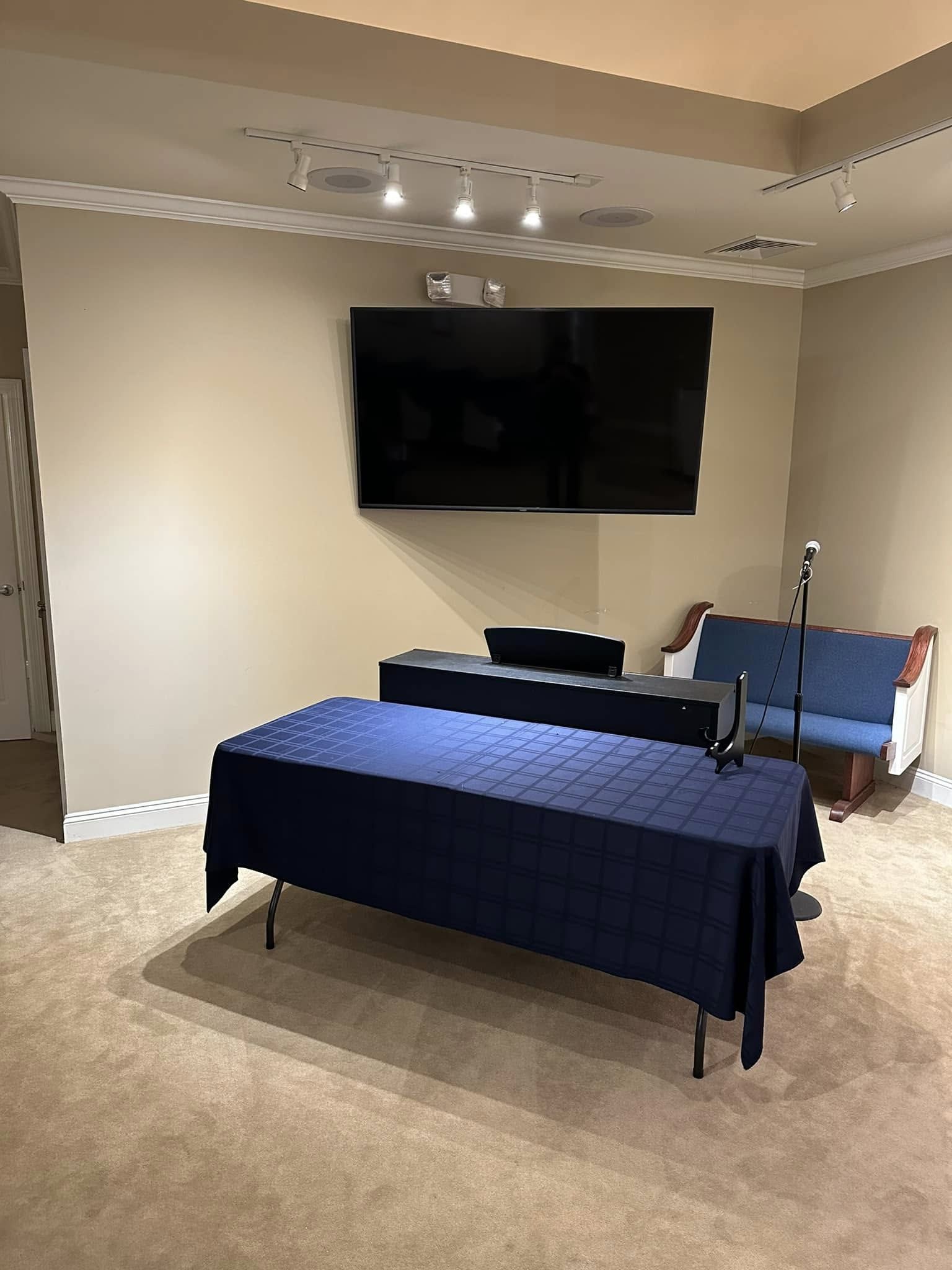 Wall-mounted TV with hidden wiring